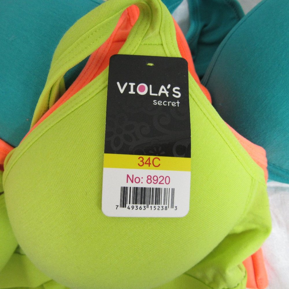 6 Viola's 34C sports bra's racerback multi color. - Picture 2 of 4